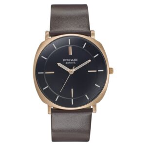 Sonata Poze Quartz Analog Black Dial Leather Strap Watch for Men