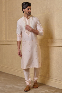 Peach All Over Embroidered Kurta Set