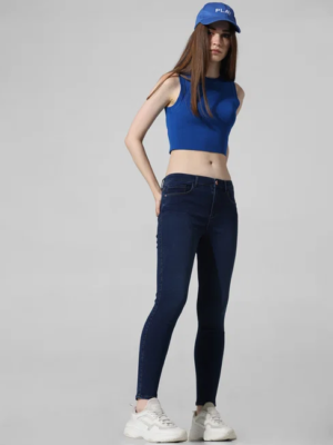 BLUE MID RISE CARMEN SKINNY FIT JEANS