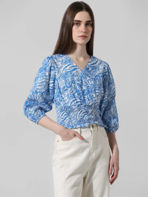 BLUE ABSTRACT PRINT TOP