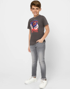 BOYS NAVY BLUE CREW NECK T-SHIRTA