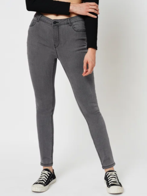 JDY BY ONLY LIGHT GREY MID RISE SKINNY JEANS