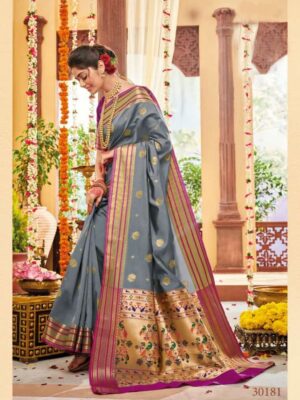 BEAUTIFUL SOFT PURE BANARASI SILK Paithani style SAREE WITH BEAUTIFUL WEAVING RICH PALLU