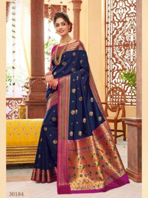 BEAUTIFUL SOFT PURE BANARASI SILK Paithani style SAREE WITH BEAUTIFUL WEAVING RICH PALLU